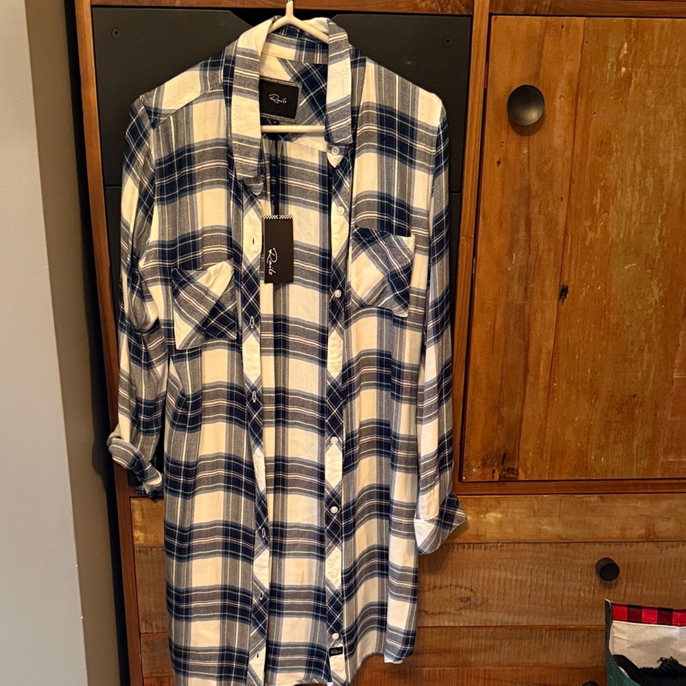 Rails Navy and White Plaid Mini Dress